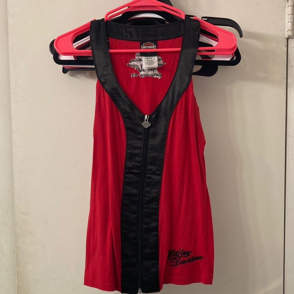 Harley-Davidson Red Tank with Black Zip-Front Trim